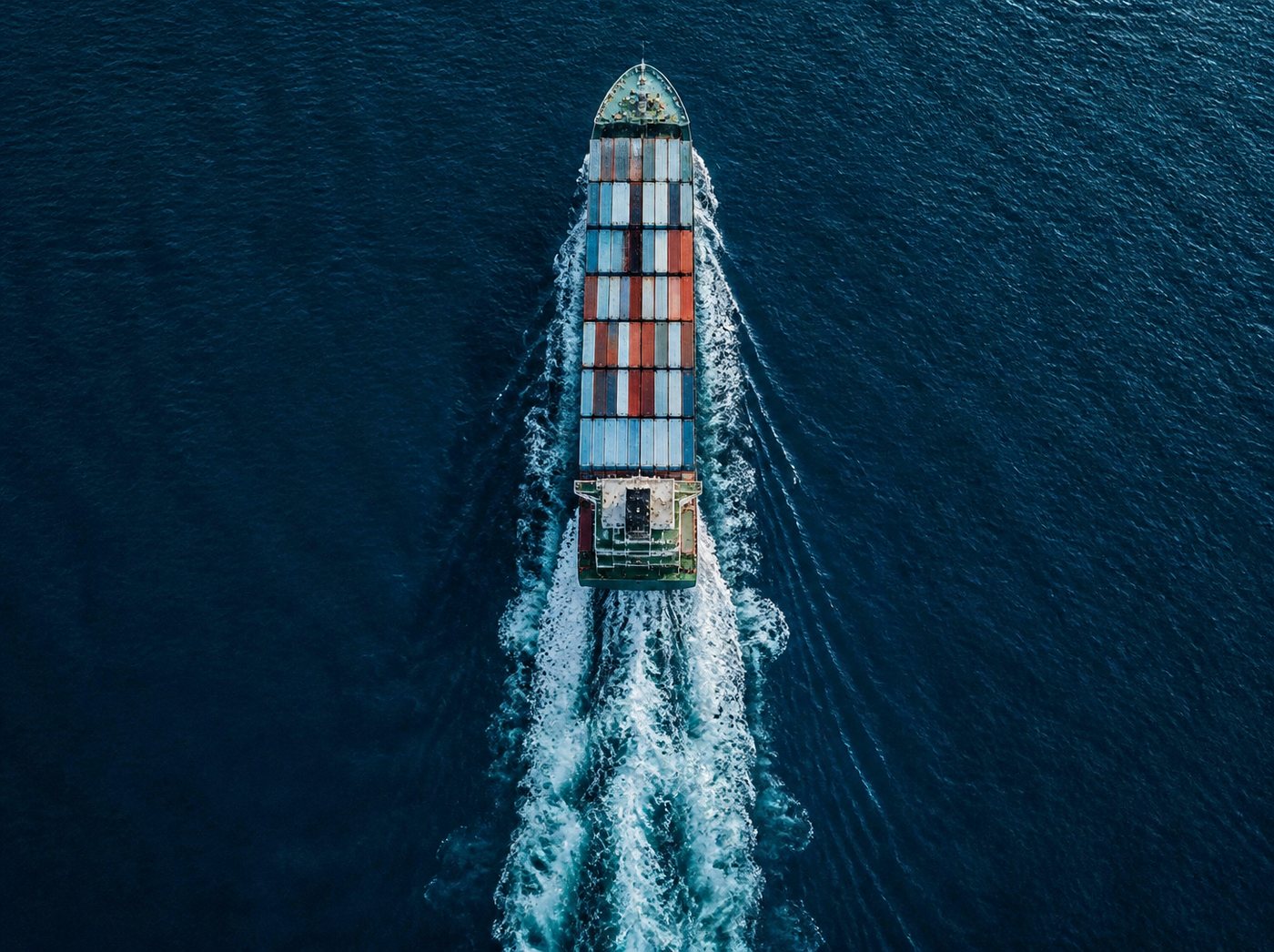 Aerial view of a vessel underway