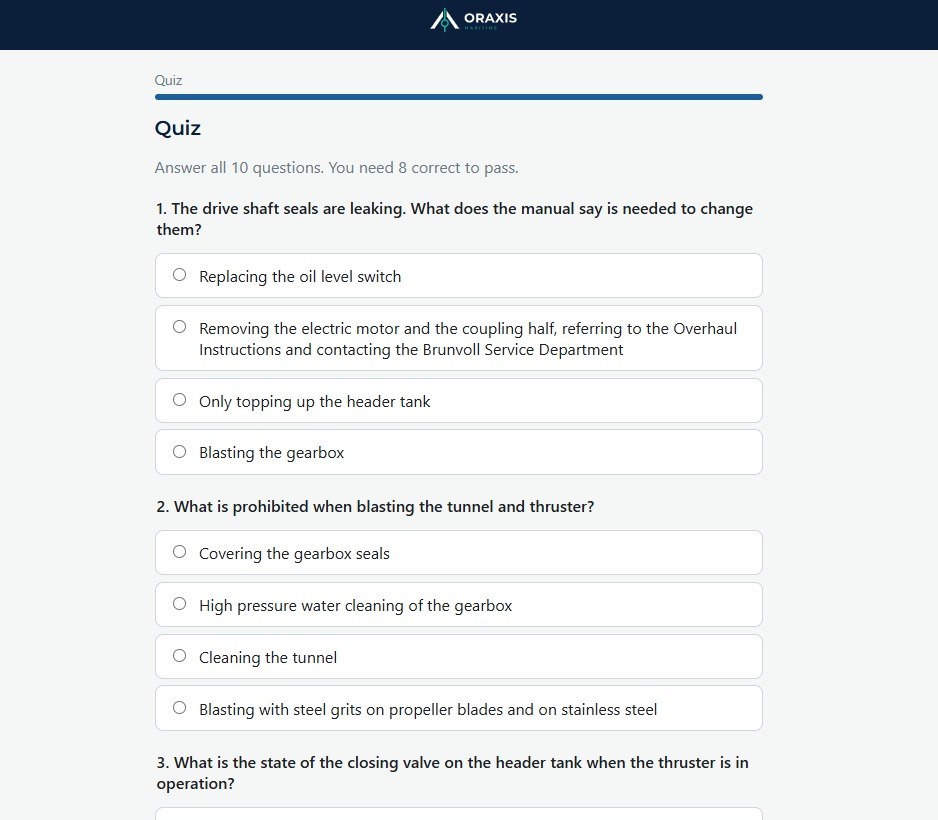 Equipment course quiz